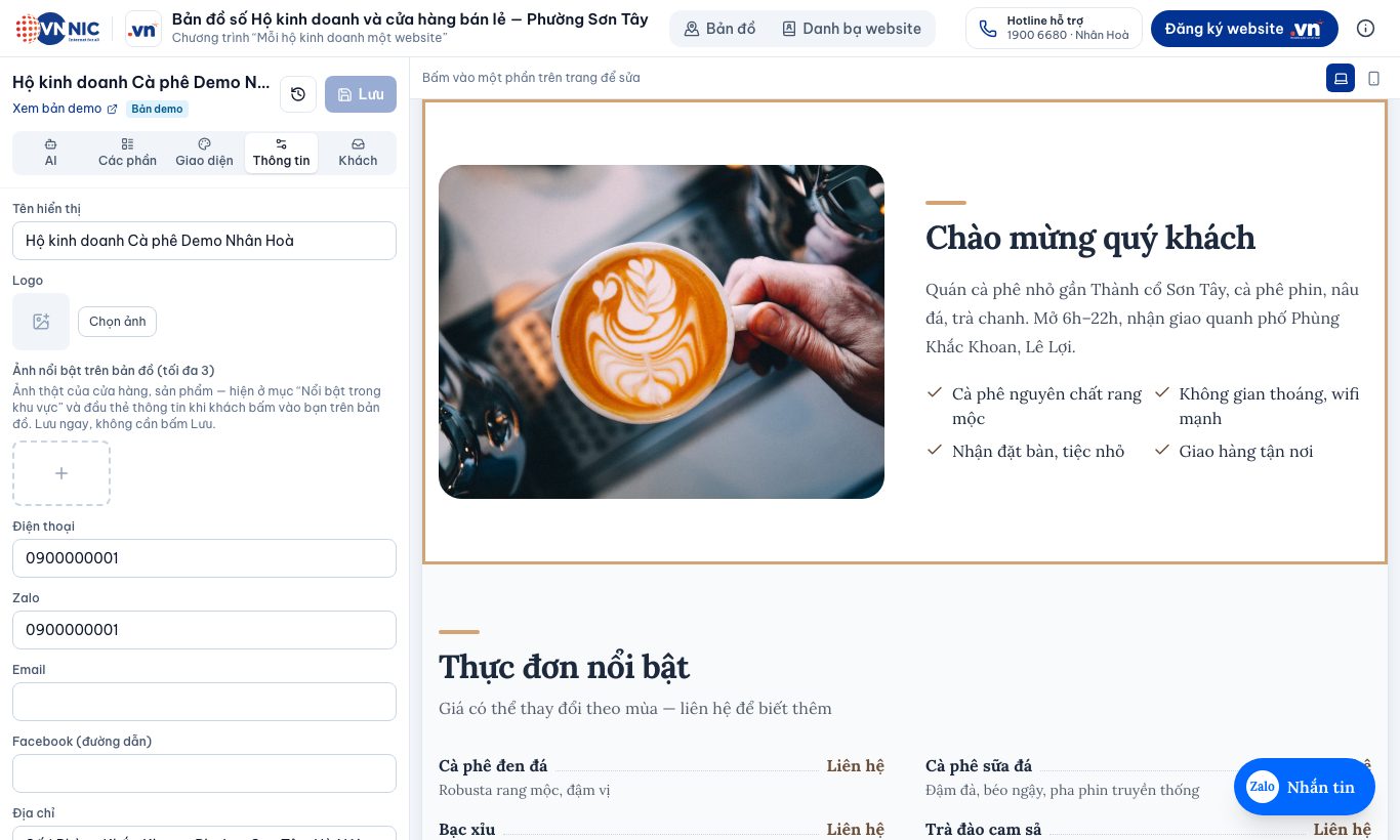 Logo, ảnh nổi bật, điện thoại, Zalo…