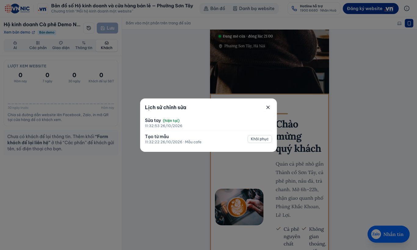 Lịch sử chỉnh sửa — khôi phục bản cũ.